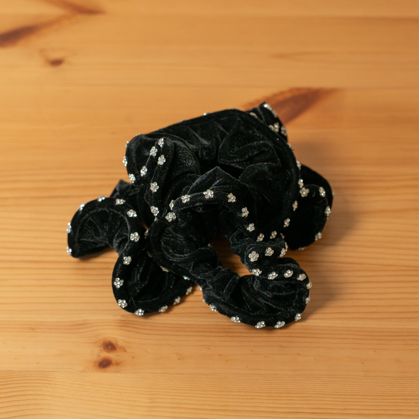 Sparkling Black Velvet Scrunchies