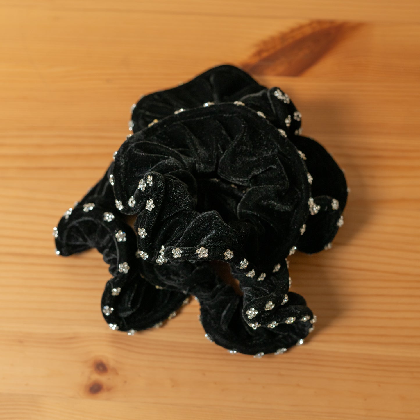 Sparkling Black Velvet Scrunchies