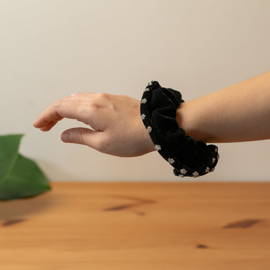 Sparkling Black Velvet Scrunchies