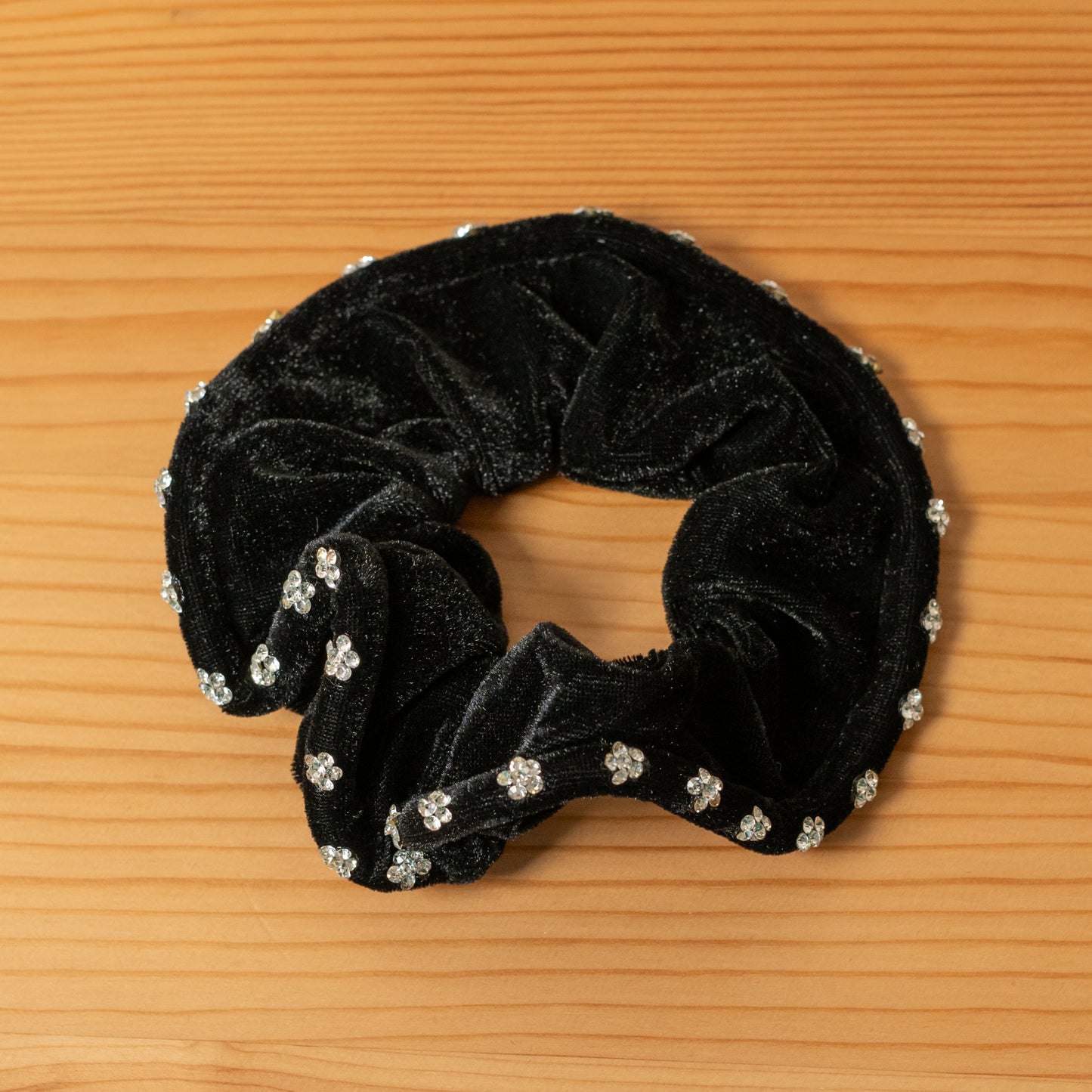 Sparkling Black Velvet Scrunchies