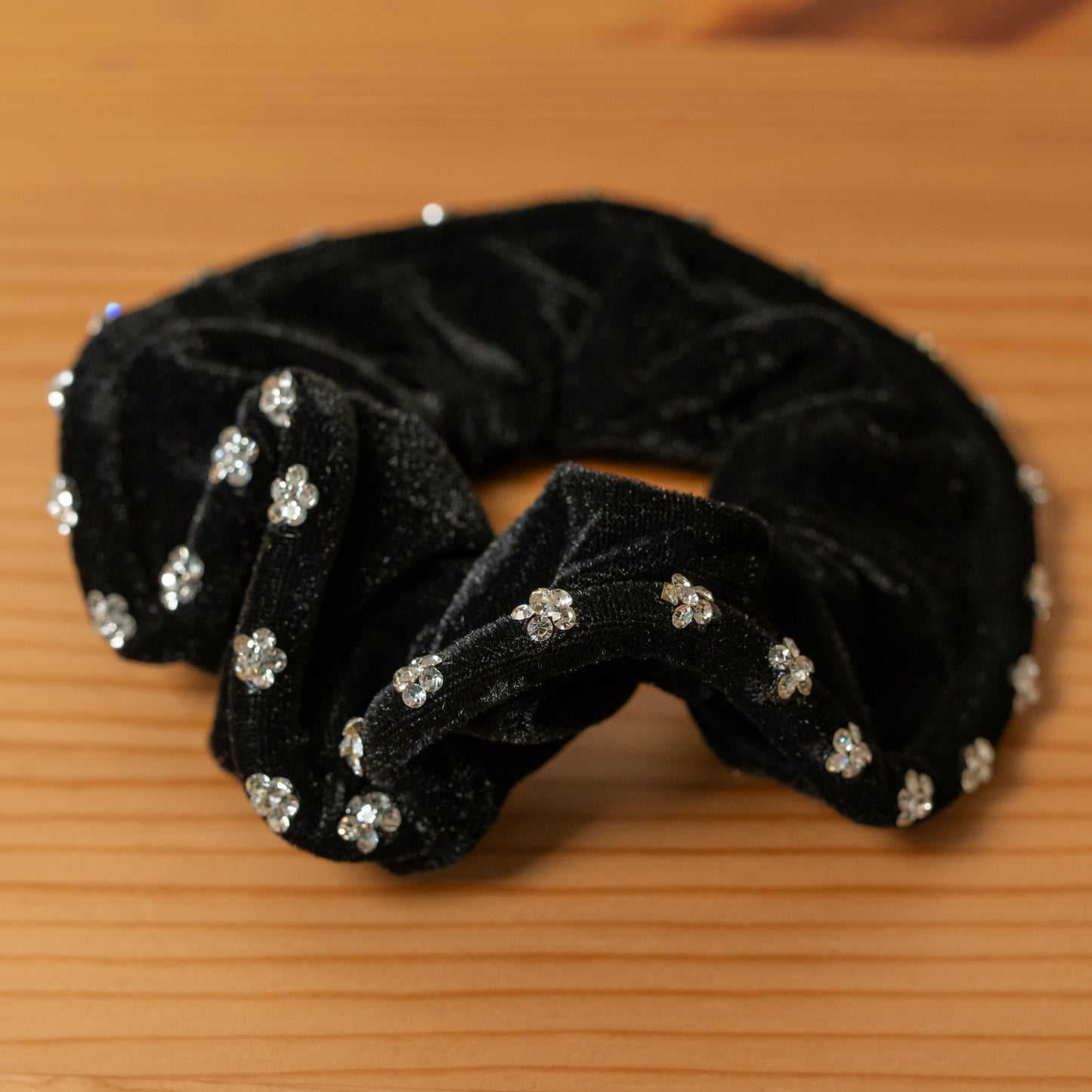 Sparkling Black Velvet Scrunchies