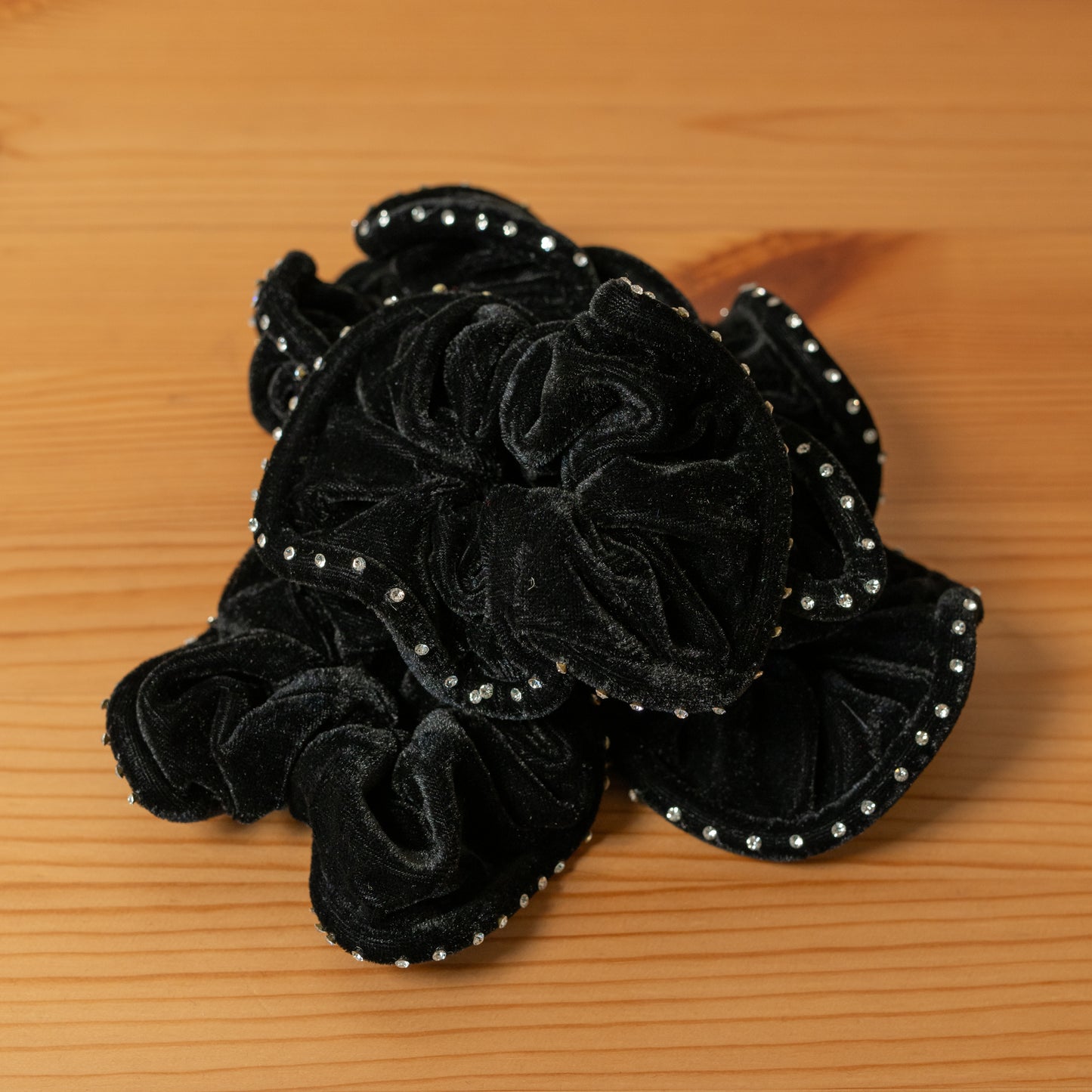 Sparkling Black Velvet Scrunchies