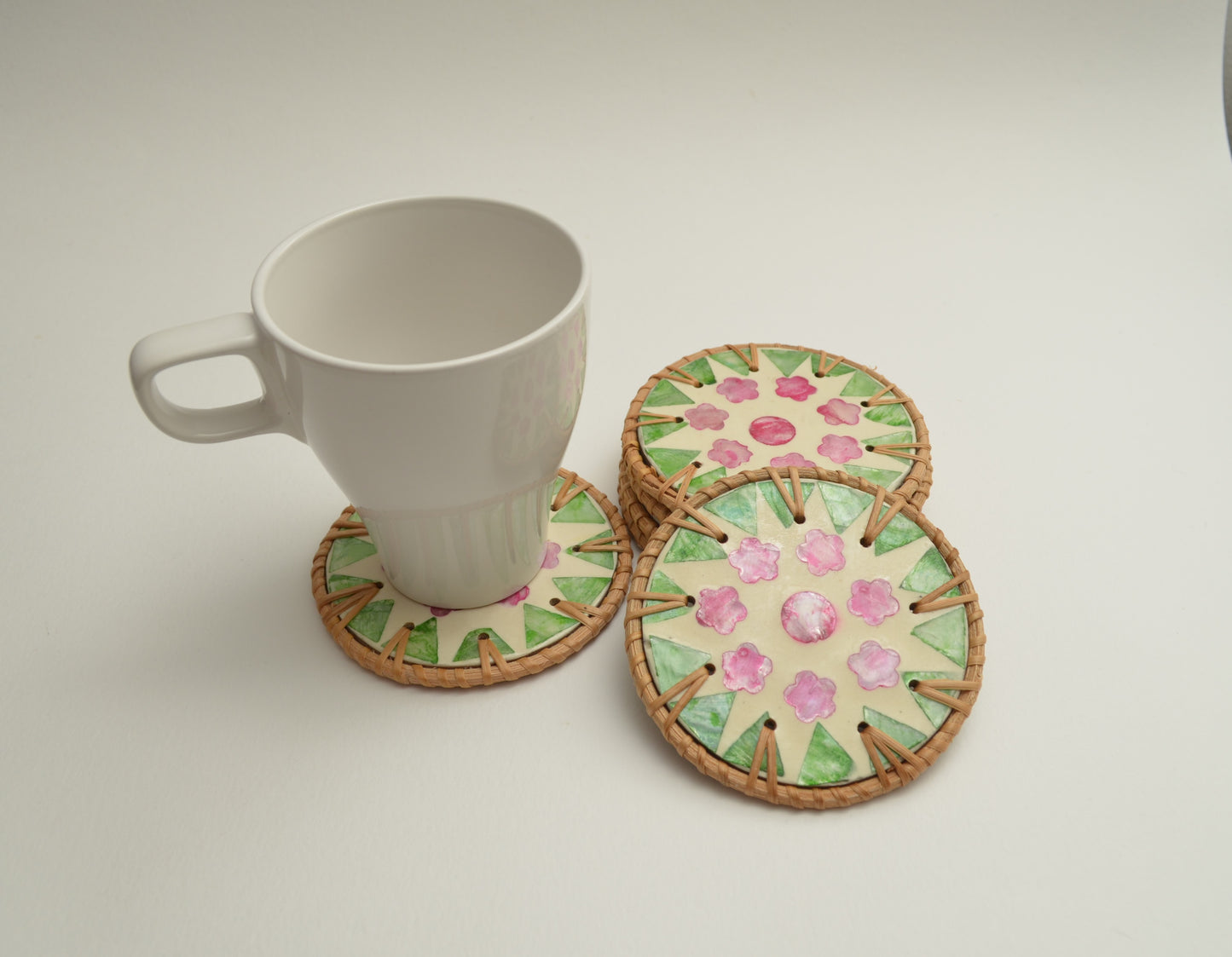 Coaster Set of 6 Handmade Mother of Pearl