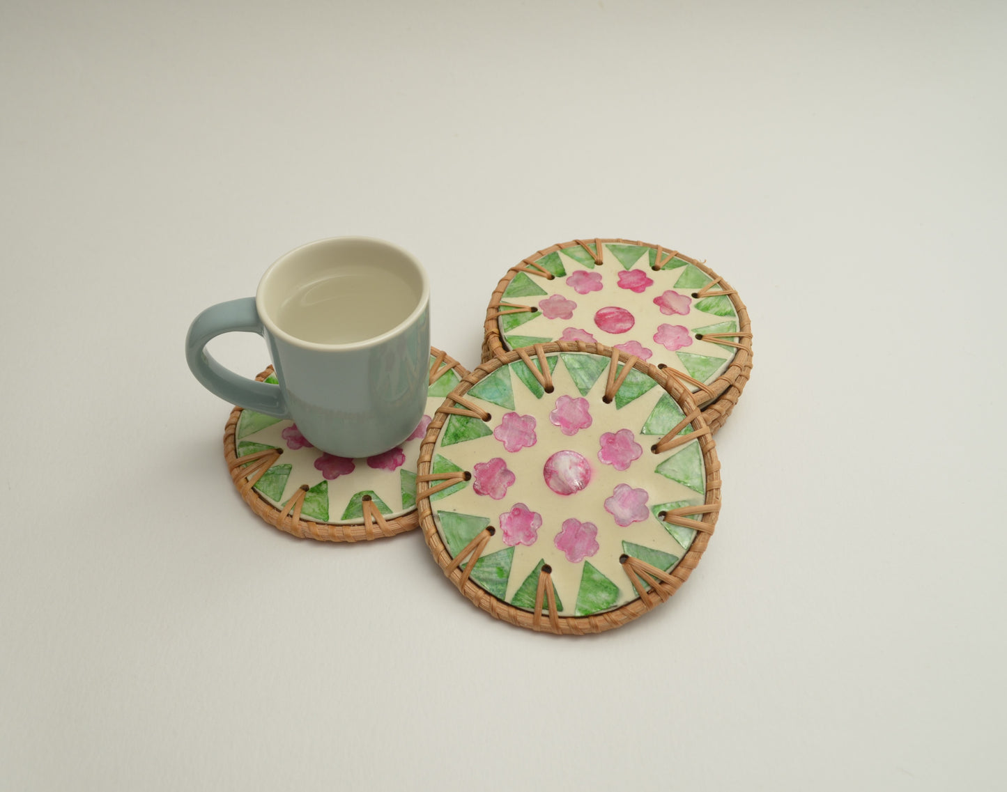 Coaster Set of 6 Handmade Mother of Pearl