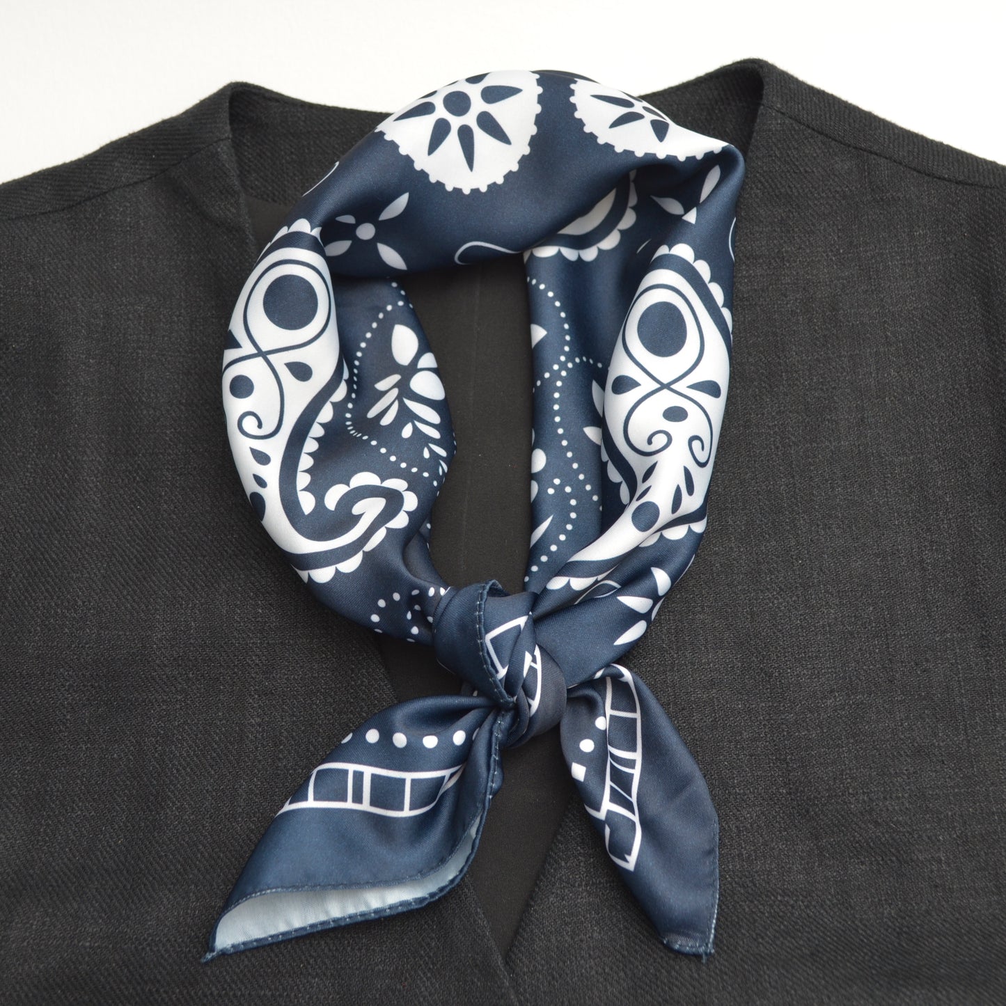 Navy Paisley Neck Scarf