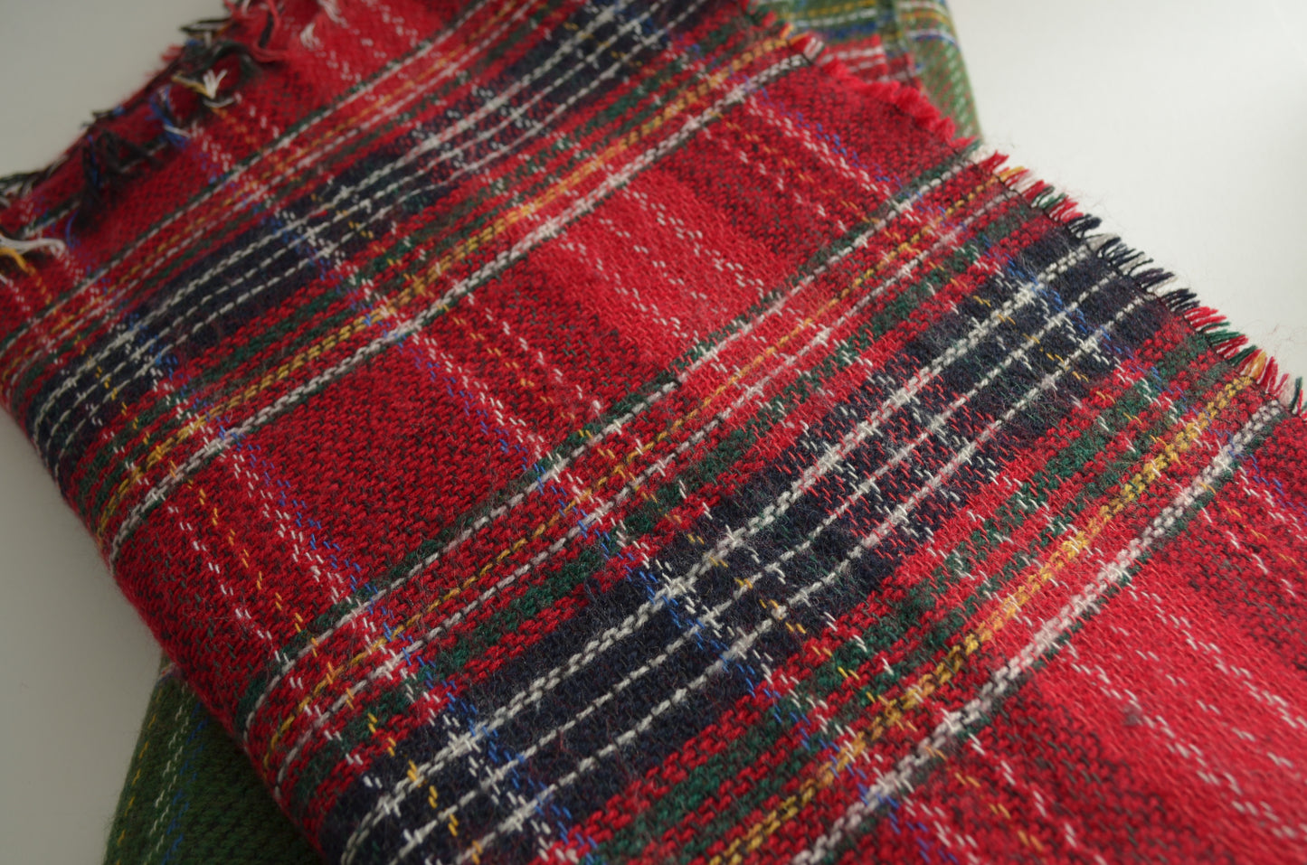 Red Check Christmas Shawl