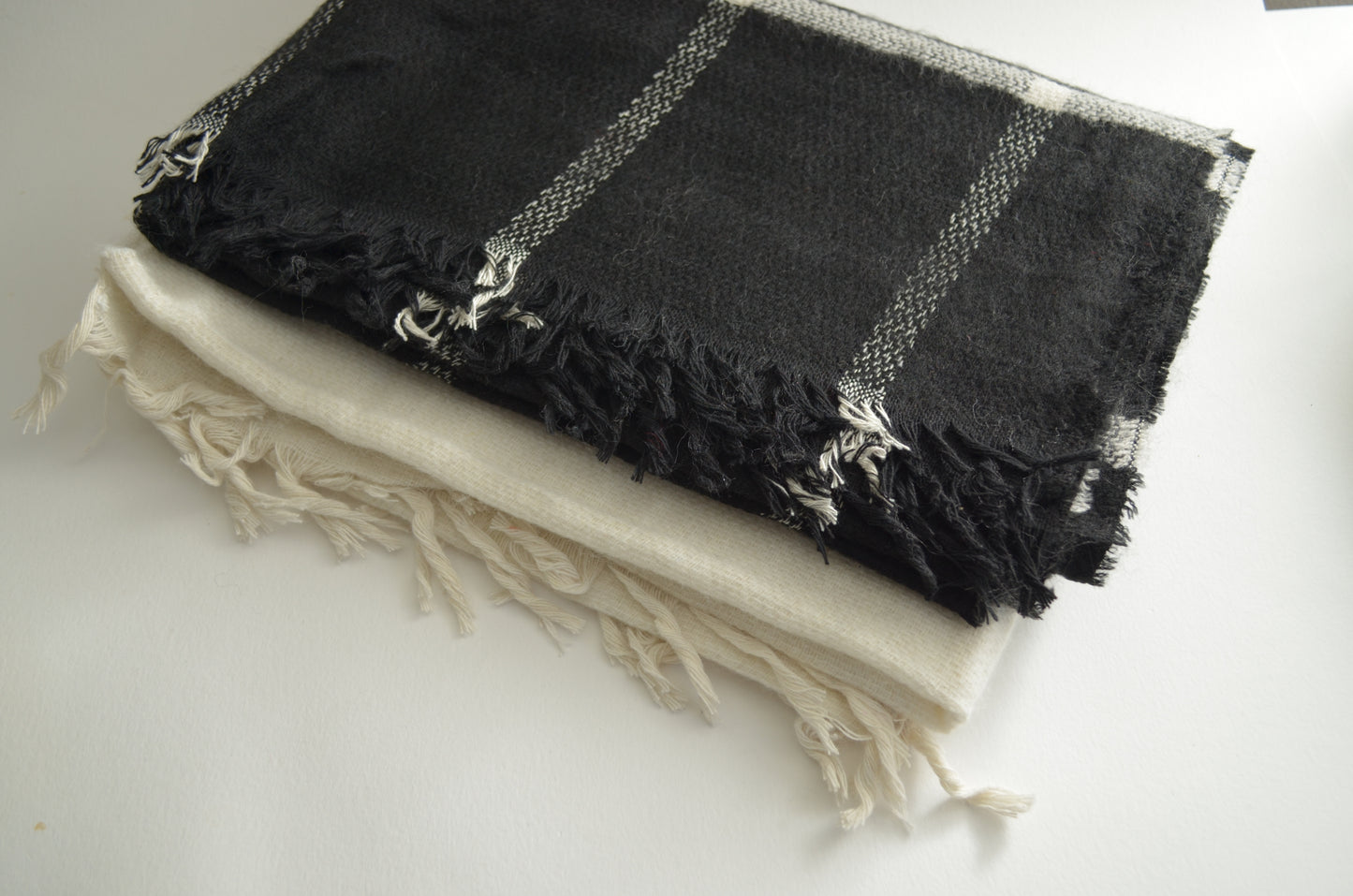 Black White Check Shawl