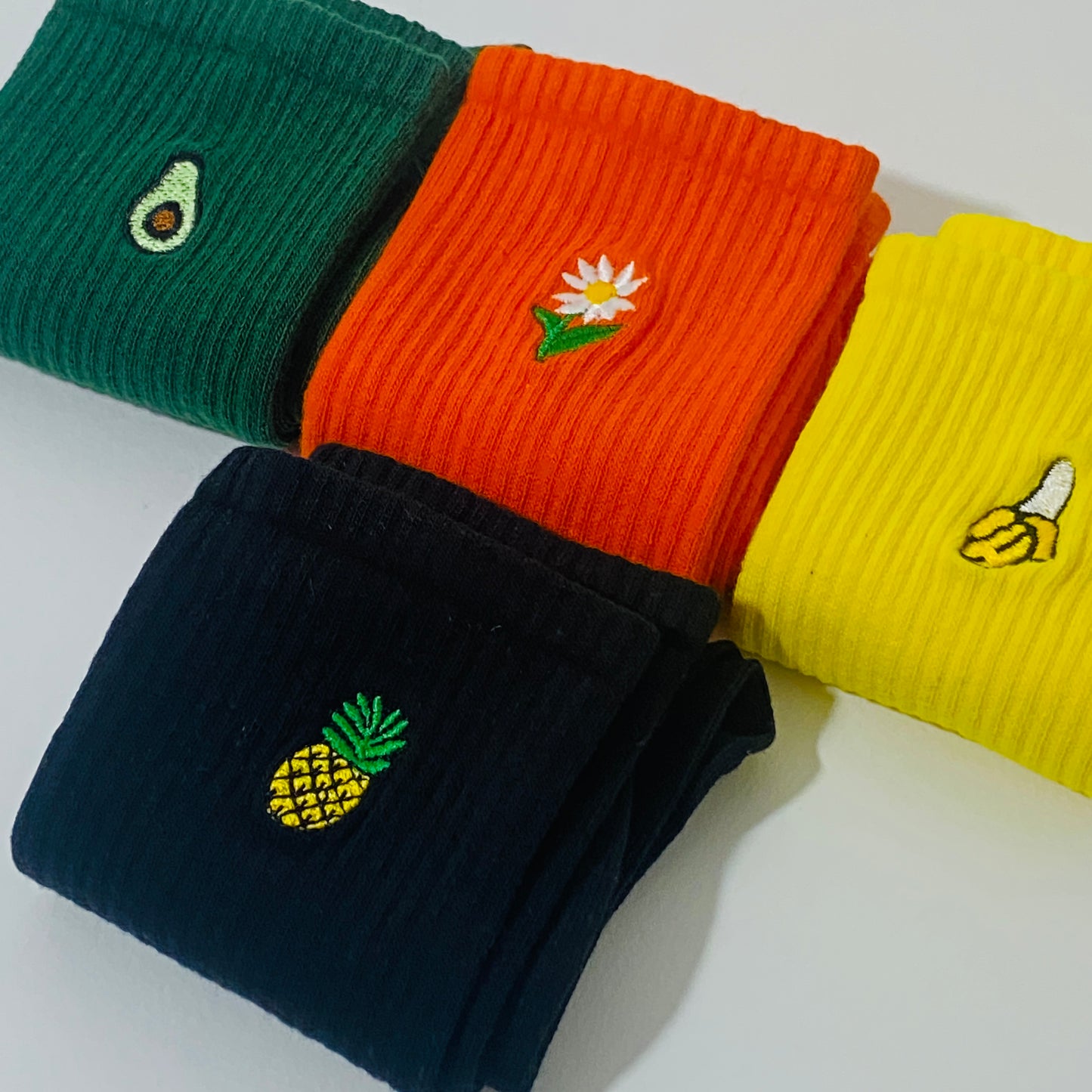 Banana Embroidered Socks