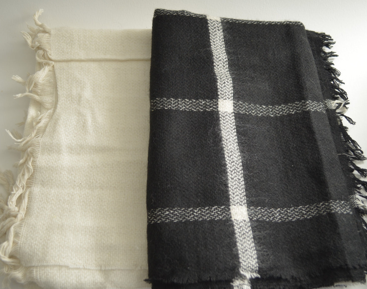 Black White Check Shawl