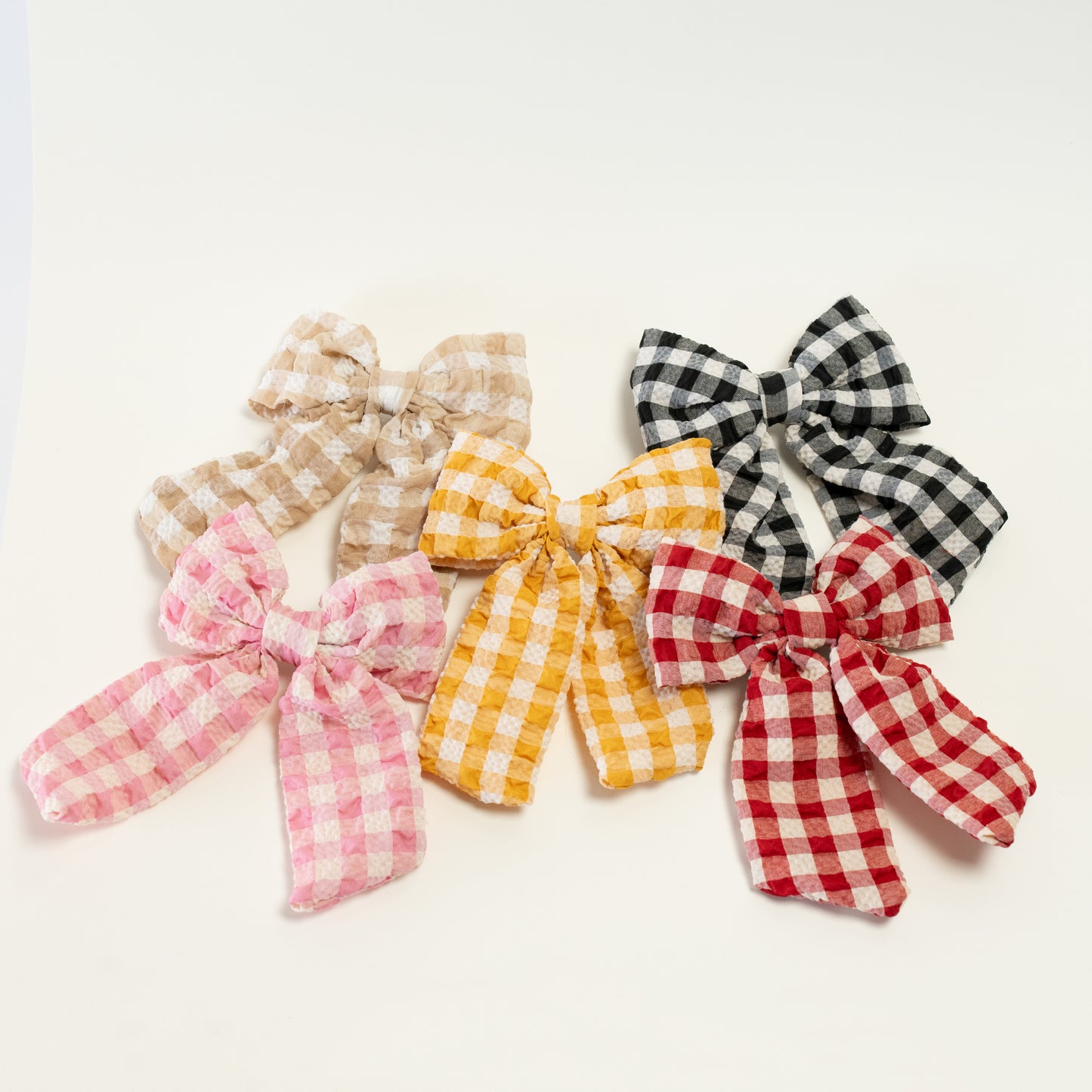 Ginghan Hair Bow Big Square